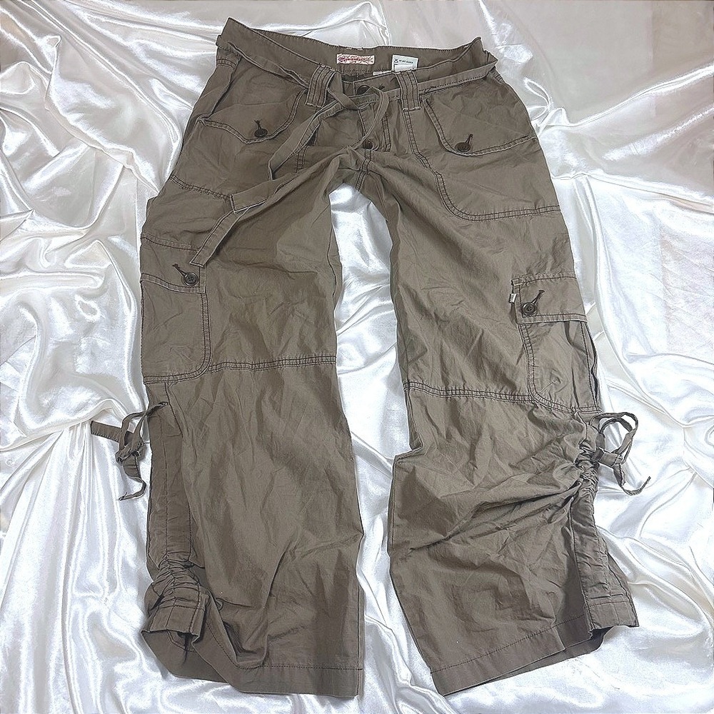 y2k Cargo Pants Brown Excellent Unionbay Ruched Cinch Hem Utility Capri 7
